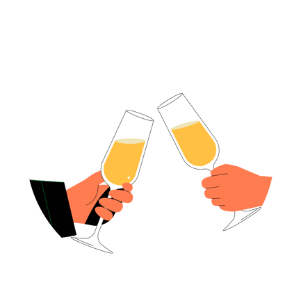 Ilustração de taças de champanhe tilintando