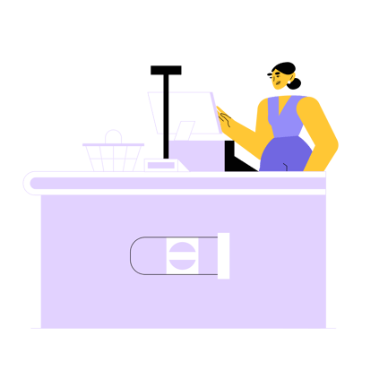 Duotone Self Checkout Illustration