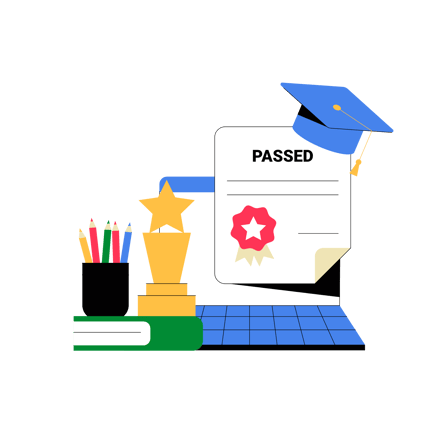 Graduation Illustration with Award and Certificate