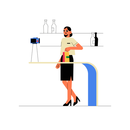 Woman Recording Product Review in a Shop