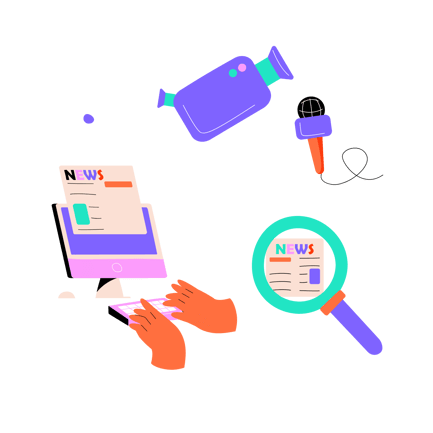 Illustration de bande dessinée d'éléments d'actualité et de médias