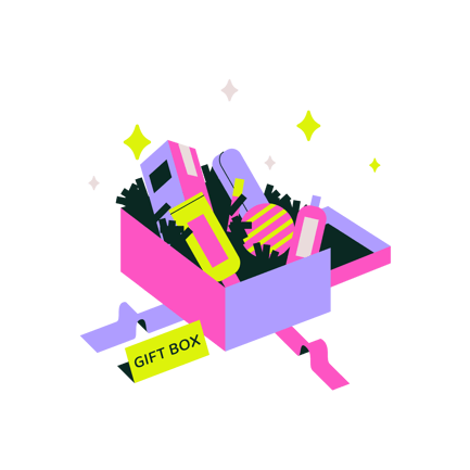 Cartoon Gift Box with Presents Illustration