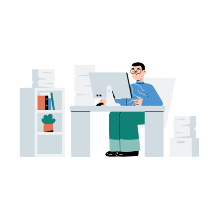 Office Worker at Desk Illustration