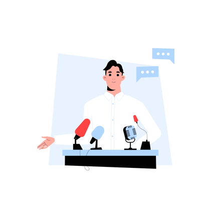 Business Speaker at Podium Duotone Style Illustration
