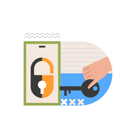 Ilustración geométrica de la nueva contraseña