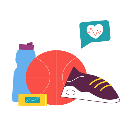 Bola de basquete e equipamento de treinamento