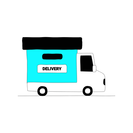 Delivery Van Illustration in Line Art Style