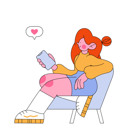 Young Woman With Phone Communicating in Social Networks