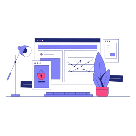 Secure Website Illustration with Padlock and Graph