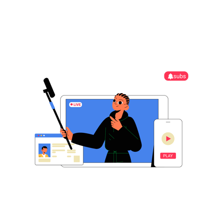Live Blogger Illustration of Person Streaming Online