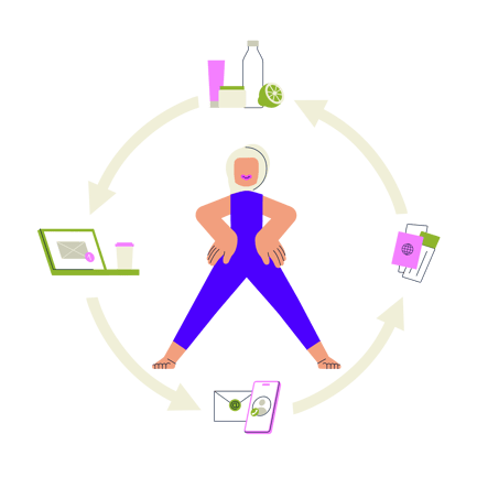 Frau, die eine gesunde Work-Life-Balance beibehält