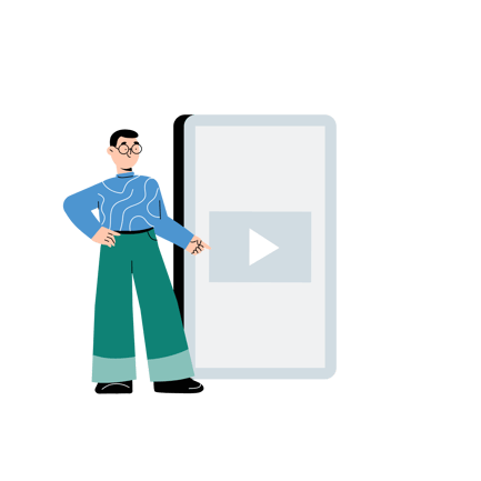 Man Promoting Video Streaming on Mobile Device