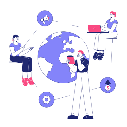 Abbildung des Network-Marketing-Teams auf der ganzen Welt