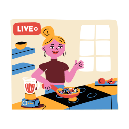 Woman Live Streaming Cooking