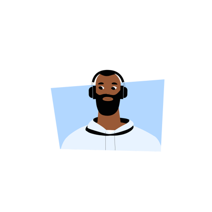 Duotone Illustration of a Man with Headphones