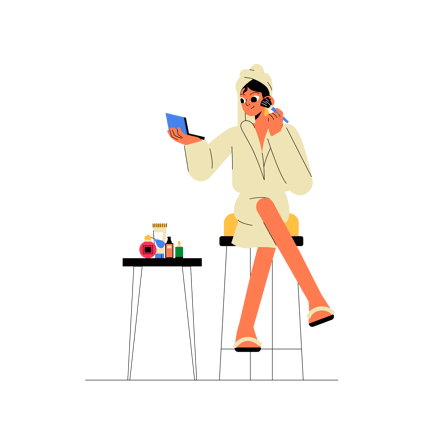 Beauty Salon Customer Putting on Makeup