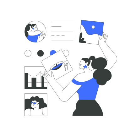 Ilustración en línea de mujer publicando fotos