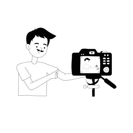 Fitness Blogger Recording Video Line Art