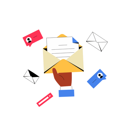 Hand Holding Envelope with Messages Illustration