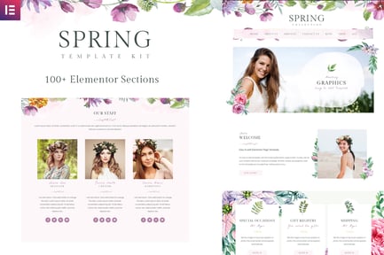 Preview: Spring - Watercolor & Floral Elementor Pro Template Kit