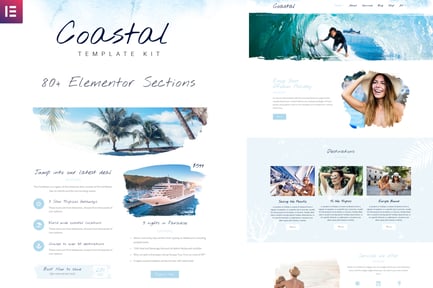 Preview: Coastal Travel and Surf Grunge Template Kit