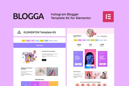 Preview: BLOGGA - Instagram Blogger Elementor Template Kit