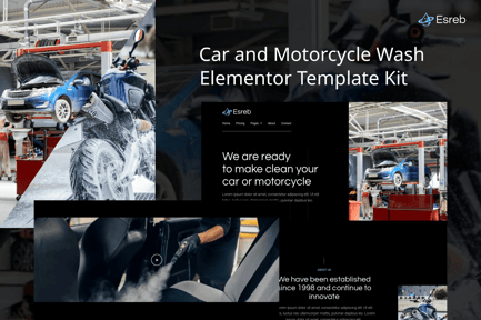 Preview: Esreb - Car & Motorcycle Wash Elementor Template Kit