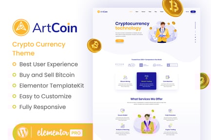 Preview: ArtCoin | Bitcoin & Cryptocurrency Elementor Template Kit