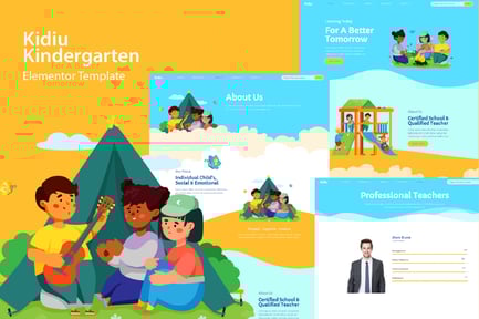 Preview: Kidiu Kindergarten - Child Care Elementor Template Kit