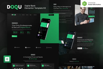 Preview: DOQU – Dark Digital Bank & E-Wallet Elementor Template Kit