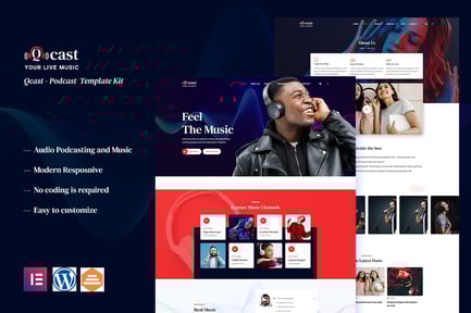 Preview: Qcast - Podcast & Music Elementor Template Kit