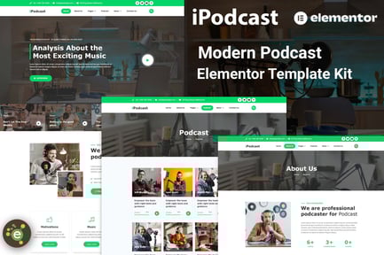 Preview: iPodcast - Modern Podcast Elementor Template Kit