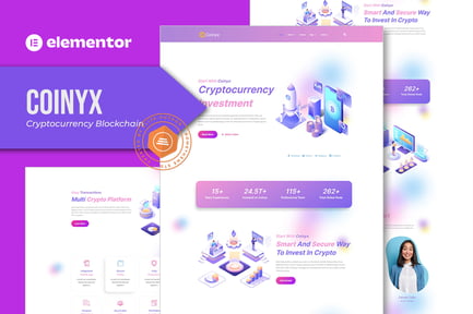 Preview: Coinyx - Cryptocurrency Blockchain & Bitcoin Elementor Template Kit