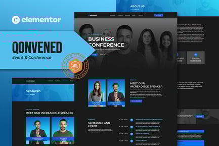 Visualização: Qonvened - Template Kit Elementor para eventos e conferências