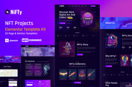 Preview: NiFTy - NFT Project & Portfolio WordPress Elementor Template Kit