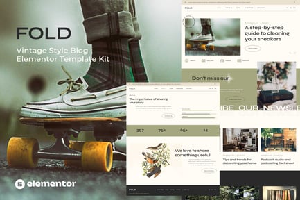 Preview: Fold - Vintage Style Blog Elementor Template Kit