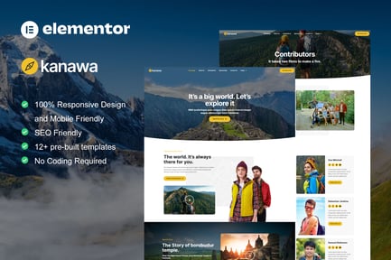 Preview: Kanawa - Modern Travel Blog Elementor Template Kit
