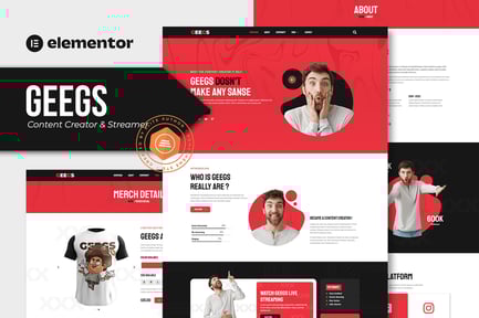 Preview: Geegs - Content Creator & Streamer Elementor Template Kit