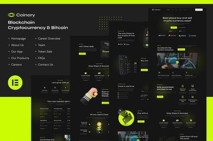 Preview: Coinary - Blockchain Cryptocurrency & Bitcoin Elementor Template Kit