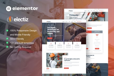 Preview: Electriz - Electrical Installation & Maintenance Service Elementor Template Kit