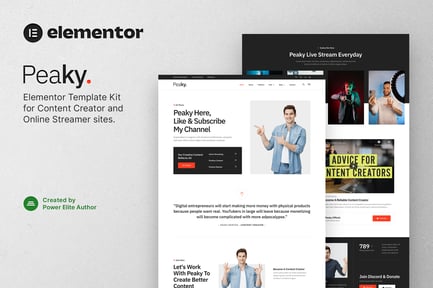 Preview: Peaky – Content Creator & Online Streamer Elementor Template Kit