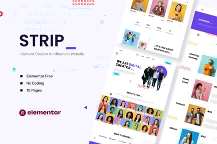 Preview: Strip - Content Creator & Influencer Elementor Template Kit