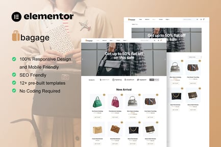 Preview: Bagage - Woocommerce Bag Store Elementor Pro Template Kit
