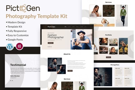 Preview: Pictogen - Creative Photography Elementor Template Kit