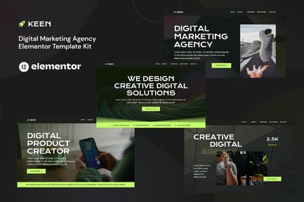 Preview: Keen - Dark Digital Marketing Agency Elementor Template Kit