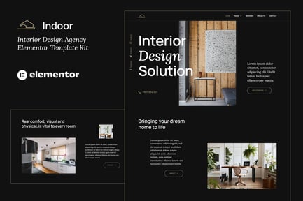 Preview: Indoor - Dark Interior Design & Architecture Agency Elementor Template Kit