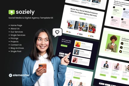 Preview: Soziely | Social Media & Digital Marketing Agency Elementor Template Kit