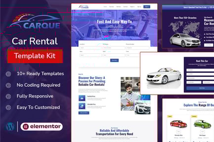Preview: CarQue - Car Rental & Auto Services Elementor Template Kit