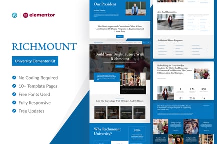 Preview: Richmount University - Education Elementor Pro Template Kit