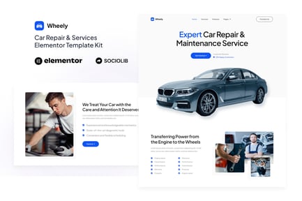 Preview: Wheely - Car Repair & Auto Services Elementor Template Kit